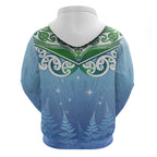 Aotearoa New Zealand New Year Hoodie Maori Motifs with Silver Fern and Matariki Stars