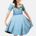 Aotearoa New Zealand New Year Kid Short Sleeve Dress Maori Motifs with Silver Fern and Matariki Stars
