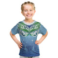 Aotearoa New Zealand New Year Kid T Shirt Maori Motifs with Silver Fern and Matariki Stars