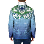 Aotearoa New Zealand New Year Padded Jacket Maori Motifs with Silver Fern and Matariki Stars