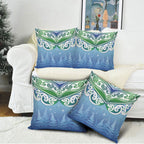 Aotearoa New Zealand New Year Pillow Cover Maori Motifs with Silver Fern and Matariki Stars