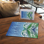 Aotearoa New Zealand New Year Puzzle Maori Motifs with Silver Fern and Matariki Stars