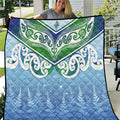 Aotearoa New Zealand New Year Quilt Maori Motifs with Silver Fern and Matariki Stars