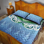Aotearoa New Zealand New Year Quilt Bed Set Maori Motifs with Silver Fern and Matariki Stars