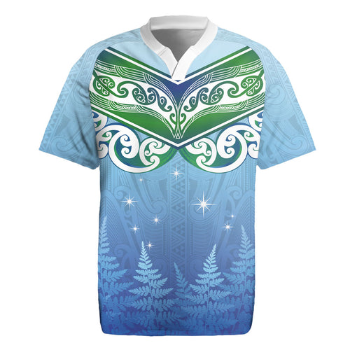 Aotearoa New Zealand New Year Rugby Jersey Maori Motifs with Silver Fern and Matariki Stars