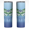 Aotearoa New Zealand New Year Skinny Tumbler Maori Motifs with Silver Fern and Matariki Stars