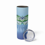 Aotearoa New Zealand New Year Skinny Tumbler Maori Motifs with Silver Fern and Matariki Stars