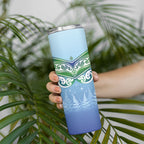 Aotearoa New Zealand New Year Skinny Tumbler Maori Motifs with Silver Fern and Matariki Stars