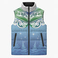 Aotearoa New Zealand New Year Sleeveless Puffer Jacket Maori Motifs with Silver Fern and Matariki Stars