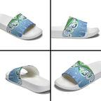 Aotearoa New Zealand New Year Slide Sandals Maori Motifs with Silver Fern and Matariki Stars