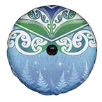 Aotearoa New Zealand New Year Spare Tire Cover Maori Motifs with Silver Fern and Matariki Stars