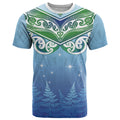 Aotearoa New Zealand New Year T Shirt Maori Motifs with Silver Fern and Matariki Stars
