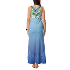 Aotearoa New Zealand New Year Tank Maxi Dress Maori Motifs with Silver Fern and Matariki Stars