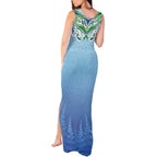 Aotearoa New Zealand New Year Tank Maxi Dress Maori Motifs with Silver Fern and Matariki Stars