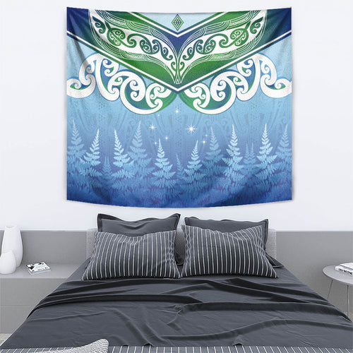 Aotearoa New Zealand New Year Tapestry Maori Motifs with Silver Fern and Matariki Stars