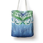 Aotearoa New Zealand New Year Tote Bag Maori Motifs with Silver Fern and Matariki Stars