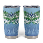 Aotearoa New Zealand New Year Tumbler Cup Maori Motifs with Silver Fern and Matariki Stars