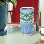 Aotearoa New Zealand New Year Tumbler Cup Maori Motifs with Silver Fern and Matariki Stars