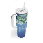 Aotearoa New Zealand New Year Tumbler With Handle Maori Motifs with Silver Fern and Matariki Stars