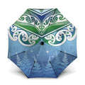 Aotearoa New Zealand New Year Umbrella Maori Motifs with Silver Fern and Matariki Stars