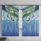 Aotearoa New Zealand New Year Window Curtain Maori Motifs with Silver Fern and Matariki Stars