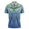 Aotearoa New Zealand New Year Zipper Polo Shirt Maori Motifs with Silver Fern and Matariki Stars