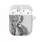 Aotearoa Moko Tribal Tattoo AirPods Case New Zealand Maori Penguin and Fantail White Color
