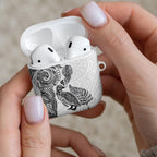 Aotearoa Moko Tribal Tattoo AirPods Case New Zealand Maori Penguin and Fantail White Color
