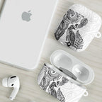 Aotearoa Moko Tribal Tattoo AirPods Case New Zealand Maori Penguin and Fantail White Color