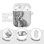 Aotearoa Moko Tribal Tattoo AirPods Case New Zealand Maori Penguin and Fantail White Color