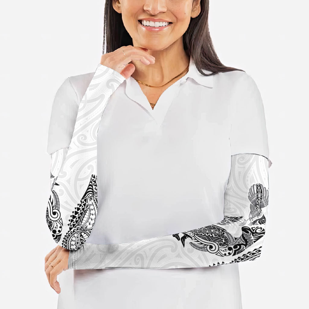 Aotearoa Moko Tribal Tattoo Arm Sleeves New Zealand Maori Penguin and Fantail White Color