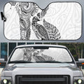 Aotearoa Moko Tribal Tattoo Auto Sun Shade New Zealand Maori Penguin and Fantail White Color