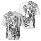 Aotearoa Moko Tribal Tattoo Baseball Jersey New Zealand Maori Penguin and Fantail White Color
