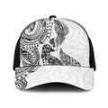 Aotearoa Moko Tribal Tattoo Baseball Net Cap New Zealand Maori Penguin and Fantail White Color