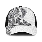 Aotearoa Moko Tribal Tattoo Baseball Net Cap New Zealand Maori Penguin and Fantail White Color
