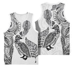 Aotearoa Moko Tribal Tattoo Basketball Jersey New Zealand Maori Penguin and Fantail White Color