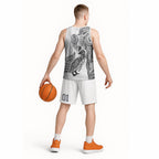 Aotearoa Moko Tribal Tattoo Basketball Jersey New Zealand Maori Penguin and Fantail White Color