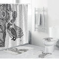 Aotearoa Moko Tribal Tattoo Bathroom Set New Zealand Maori Penguin and Fantail White Color