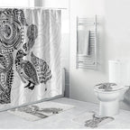 Aotearoa Moko Tribal Tattoo Bathroom Set New Zealand Maori Penguin and Fantail White Color