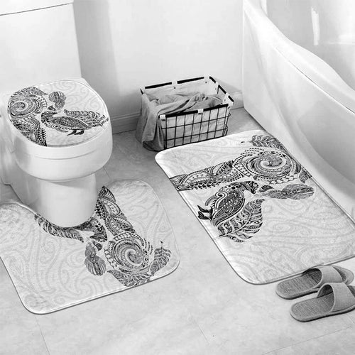 Aotearoa Moko Tribal Tattoo Bathroom Set New Zealand Maori Penguin and Fantail White Color