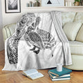 Aotearoa Moko Tribal Tattoo Blanket New Zealand Maori Penguin and Fantail White Color