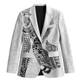 Aotearoa Moko Tribal Tattoo Blazer New Zealand Maori Penguin and Fantail White Color