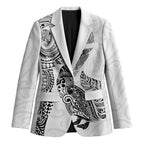 Aotearoa Moko Tribal Tattoo Blazer New Zealand Maori Penguin and Fantail White Color