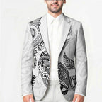 Aotearoa Moko Tribal Tattoo Blazer New Zealand Maori Penguin and Fantail White Color