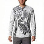 Aotearoa Moko Tribal Tattoo Button Sweatshirt New Zealand Maori Penguin and Fantail White Color