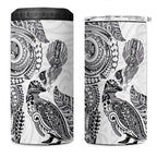 Aotearoa Moko Tribal Tattoo 4 in 1 Can Cooler Tumbler New Zealand Maori Penguin and Fantail White Color