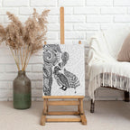 Aotearoa Moko Tribal Tattoo Canvas Wall Art New Zealand Maori Penguin and Fantail White Color