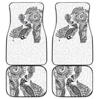 Aotearoa Moko Tribal Tattoo Car Mats New Zealand Maori Penguin and Fantail White Color