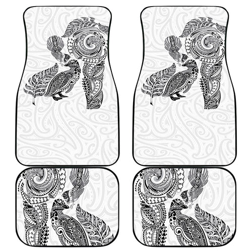 Aotearoa Moko Tribal Tattoo Car Mats New Zealand Maori Penguin and Fantail White Color