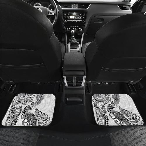 Aotearoa Moko Tribal Tattoo Car Mats New Zealand Maori Penguin and Fantail White Color